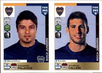 2015-16 Panini FIFA 365 The Golden World of Football Stickers #97 / 98 Sebastián Palacios / Jonathan Calleri Front