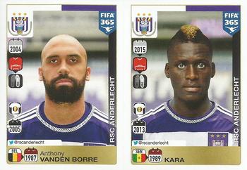 2015-16 Panini FIFA 365 The Golden World of Football Stickers #134 / 135 Anthony Vanden Borre / Kara Front