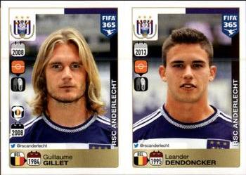 2015-16 Panini FIFA 365 The Golden World of Football Stickers #140 / 141 Guillaume Gillet / Leander Dendoncker Front