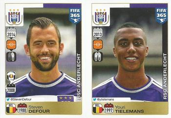 2015-16 Panini FIFA 365 The Golden World of Football Stickers #142 / 146 Steven Defour / Youri Tielemans Front