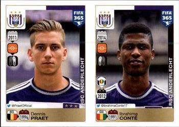 2015-16 Panini FIFA 365 The Golden World of Football Stickers #153 / 154 Dennis Praet / Ibrahima Conté Front