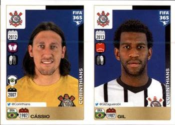 2015-16 Panini FIFA 365 The Golden World of Football Stickers #162 / 163 Cássio / Gil Front