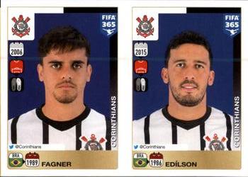 2015-16 Panini FIFA 365 The Golden World of Football Stickers #166 / 167 Fagner / Edílson Front