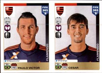 2015-16 Panini FIFA 365 The Golden World of Football Stickers #192 / 193 Paulo Victor / Cesar Front