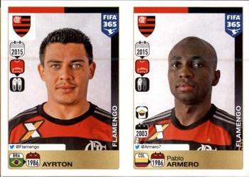 2015-16 Panini FIFA 365 The Golden World of Football Stickers #198 / 199 Ayrton / Pablo Armero Front