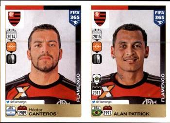 2015-16 Panini FIFA 365 The Golden World of Football Stickers #202 / 206 Héctor Canteros / Alan Patrick Front