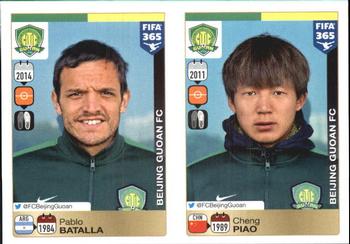 2015-16 Panini FIFA 365 The Golden World of Football Stickers #260 / 261 Pablo Batalla / Cheng Piao Front