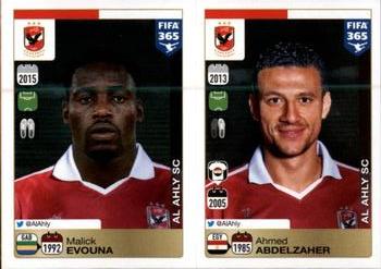 2015-16 Panini FIFA 365 The Golden World of Football Stickers #307 / 308 Malick Evouna / Ahmed Abdelzaher Front