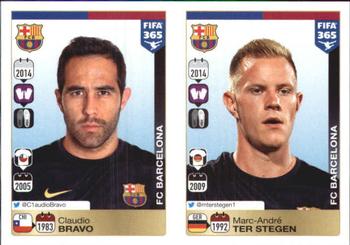 2015-16 Panini FIFA 365 The Golden World of Football Stickers #342-343 Claudio Bravo / Marc-André ter Stegen Front