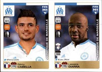 2015-16 Panini FIFA 365 The Golden World of Football Stickers #425 / 426 Rémy Cabella / Lassana Diarra Front