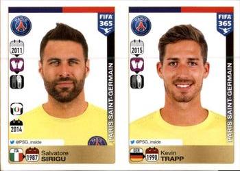 2015-16 Panini FIFA 365 The Golden World of Football Stickers #432 / 433 Salvatore Sirigu / Kevin Trapp Front