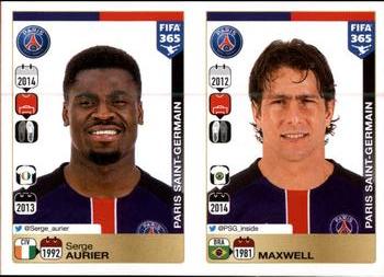 2015-16 Panini FIFA 365 The Golden World of Football Stickers #438 / 439 Serge Aurier / Maxwell Front