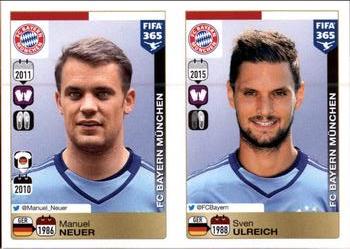 2015-16 Panini FIFA 365 The Golden World of Football Stickers #462 / 463 Manuel Neuer / Sven Ulreich Front