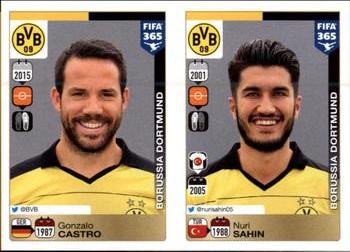 2015-16 Panini FIFA 365 The Golden World of Football Stickers #502 / 506 Gonzalo Castro / Nuri Sahin Front