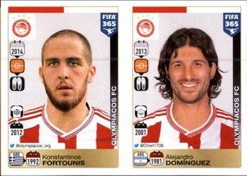 2015-16 Panini FIFA 365 The Golden World of Football Stickers #532 / 536 Konstantinos Fortounis / Alejandro Domínguez Front
