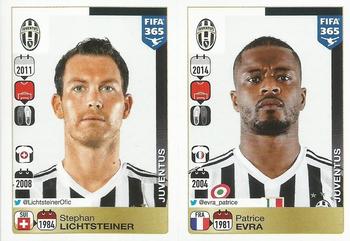 2015-16 Panini FIFA 365 The Golden World of Football Stickers #558 / 559 Stephan Lichtsteiner / Patrice Evra Front