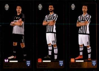 2015-16 Panini FIFA 365 The Golden World of Football Stickers #563 / 564 / 565 Gianluigi Buffon / Leonardo Bonucci / Claudio Marchisio Front
