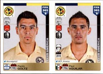 2015-16 Panini FIFA 365 The Golden World of Football Stickers #614 / 615 Paolo Goltz / Paul Aguilar Front