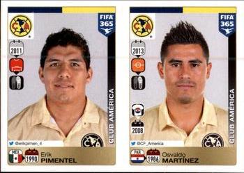 2015-16 Panini FIFA 365 The Golden World of Football Stickers #620 / 621 Erik Pimentel / Osvaldo Martínez Front