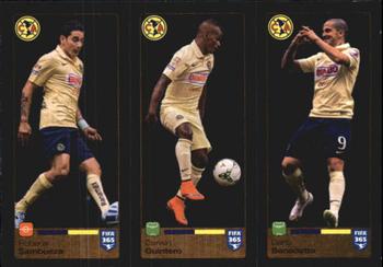 2015-16 Panini FIFA 365 The Golden World of Football Stickers #630 / 631 / 632 Rubens Sambueza / Darwin Quintero / Darío Benedetto Front