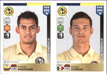 2015-16 Panini FIFA 365 The Golden World of Football Stickers #635 / 636 Andrés Andrade / Martín Zuñiga Front