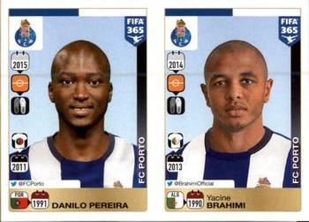 2015-16 Panini FIFA 365 The Golden World of Football Stickers #712 / 716 Danilo Pereira / Yacine Brahimi Front