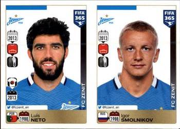 2015-16 Panini FIFA 365 The Golden World of Football Stickers #736  / 737 Luís Neto / Igor Smolnikov Front