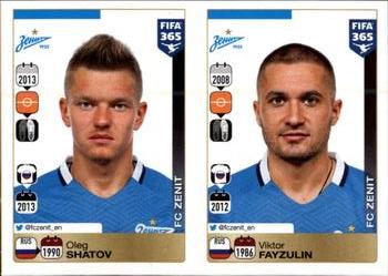 2015-16 Panini FIFA 365 The Golden World of Football Stickers #742 / 746 Oleg Shatov / Viktor Fayzulin Front