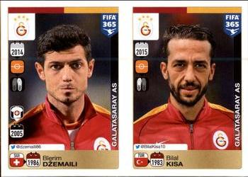 2015-16 Panini FIFA 365 The Golden World of Football Stickers #772 / 776 Blerim Džemaili / Bilal Kısa Front