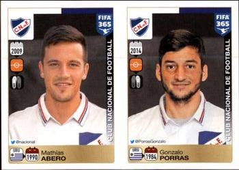 2015-16 Panini FIFA 365 The Golden World of Football Stickers #800 / 801 Mathías Abero / Gonzalo Porras Front