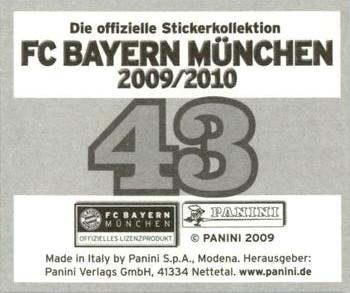 2009-10 Panini FC Bayern München Stickers #43 Andreas Görlitz Back
