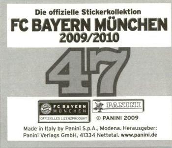 2009-10 Panini FC Bayern München Stickers #47 Holger Badstuber Back