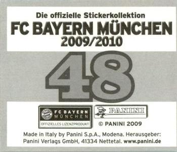 2009-10 Panini FC Bayern München Stickers #48 Holger Badstuber Back