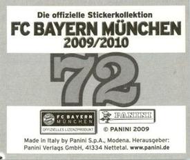 2009-10 Panini FC Bayern München Stickers #72 Anatoliy Tymoshchuk Back