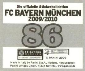 2009-10 Panini FC Bayern München Stickers #86 Alexander Baumjohann Back