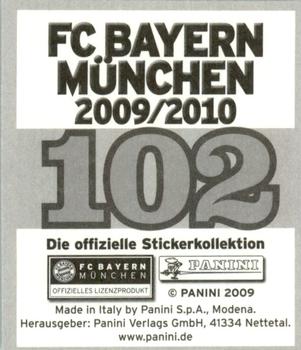 2009-10 Panini FC Bayern München Stickers #102 Mario Gomez Back