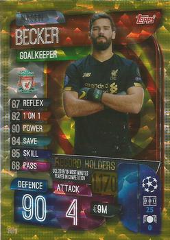 2019-20 Topps Match Attax UEFA Champions League International - UCL Record Holders #RH2 Alisson Becker Front