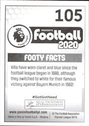 2019-20 Panini Football 2020 #105 Aston Villa Jersey Back