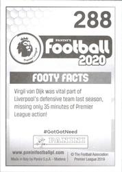 2019-20 Panini Football 2020 #288 Virgil van Dijk Back