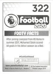 2019-20 Panini Football 2020 #322 Mohamed Salah Back