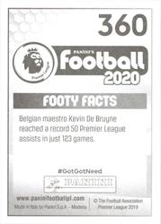 2019-20 Panini Football 2020 #360 Kevin De Bruyne Back