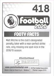 2019-20 Panini Football 2020 #418 Matt Ritchie Back