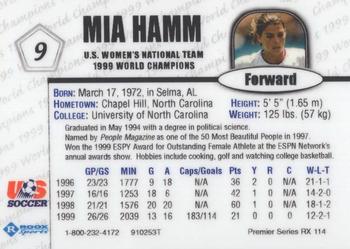 1999 Roox U.S. Women's National Team Premier Edition #910253TS Mia Hamm Back