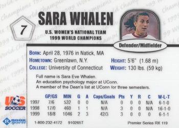 1999 Roox U.S. Women's National Team Premier Edition #910265TS Sara Whalen Back