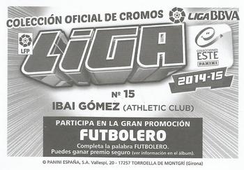 2014-15 Panini ESTE Spanish LaLiga Stickers #45 Ibai Gomez Back