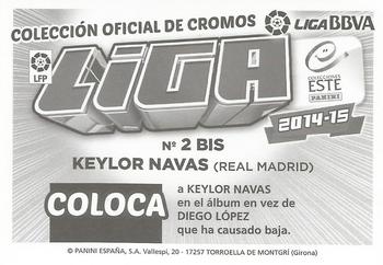 2014-15 Panini ESTE Spanish LaLiga Stickers #416 Keylor Navas Back