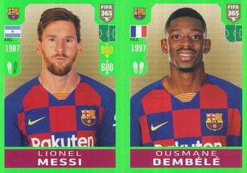 2020 Panini FIFA 365 Grey - 442 Sticker Version #97 Lionel Messi / Ousmane Dembélé Front