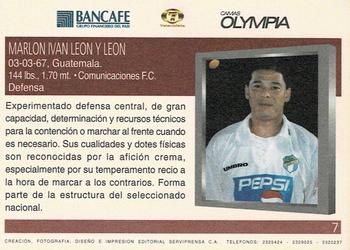 1997 Comunicaciones FC Municipal CSD Bancafe Tv7 Olympia #7 Iván León Back
