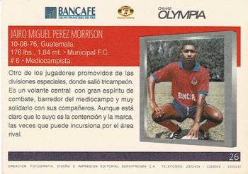 1997 Comunicaciones FC Municipal CSD Bancafe Tv7 Olympia #26 Jairo Miguel Pérez Back