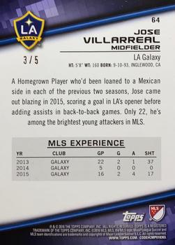 2016 Topps MLS - Red #64 Jose Villarreal Back